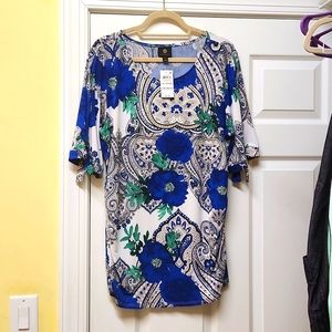 Ladies tunic top..Royal blue , green and white